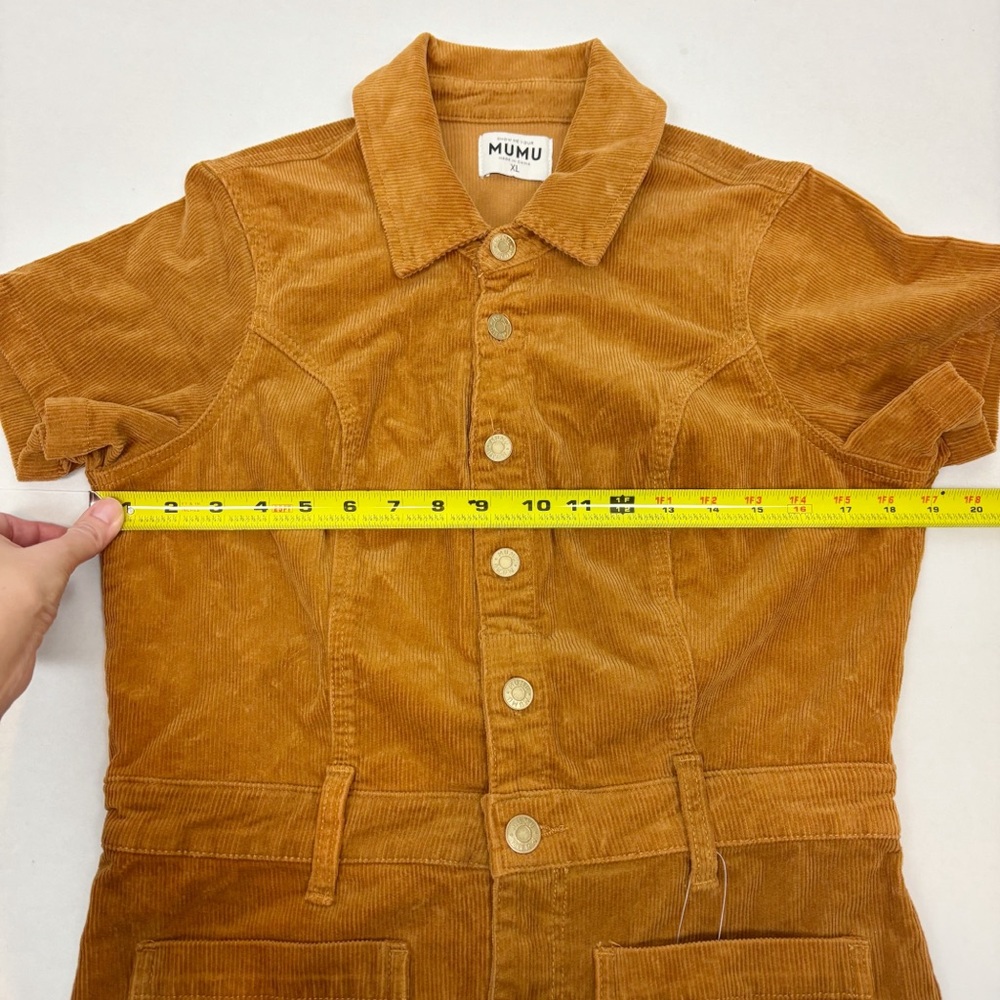 Show Me Your MuMu Cropped Everhart Jumpsuit in Camel Corduroy Size XL - Picture 9 of 11